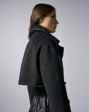 Long Black Coat with Quilted Detail