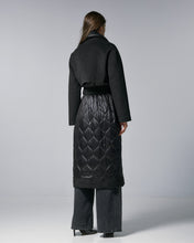 Long Black Coat with Quilted Detail