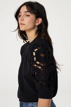 Henriette Heart Sleeve Sweatshirt - Black