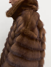 Chocolate Brown Textured Faux Fur Jacket