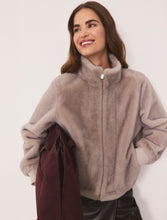 Taupe Faux Fur Zip-Up Jacket