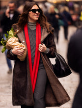 Chocolate Brown Hooded Faux Fur Long Coat