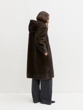 Chocolate Brown Hooded Faux Fur Long Coat