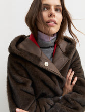 Chocolate Brown Hooded Faux Fur Long Coat