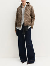 Taupe Diamond-Quilted Hooded Jacket
