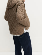 Taupe Diamond-Quilted Hooded Jacket