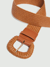 Raffia high-waist Belt - Tobacco