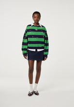 Green & Navy Striped Embellished Sweater