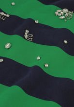 Green & Navy Striped Embellished Sweater