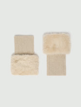 Faux Fur Trim Knitted Cuffs - Cream