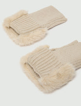 Faux Fur Trim Knitted Cuffs - Cream