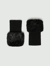 Faux Fur Trim Knitted Cuffs - Black