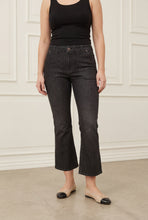 Washed Grey Cropped Flare Jeans