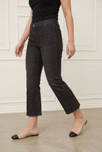 Washed Grey Cropped Flare Jeans