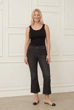 Washed Grey Cropped Flare Jeans