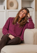 Soft Knit V-Neck Jumper in Cerise