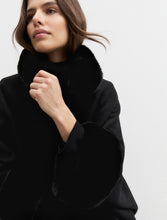 Black Faux Fur Trim Cape Coat