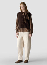 Ivory Barrel Leg Trousers with Scarf Detail