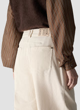 Ivory Barrel Leg Trousers with Scarf Detail