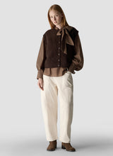 Chocolate Brown Fluffy Knit Button-Up Waistcoat