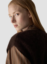 Chocolate Brown Fluffy Knit Button-Up Waistcoat