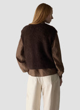 Chocolate Brown Fluffy Knit Button-Up Waistcoat