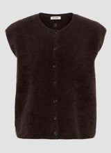 Chocolate Brown Fluffy Knit Button-Up Waistcoat
