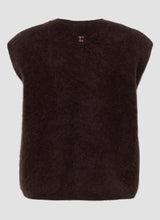 Chocolate Brown Fluffy Knit Button-Up Waistcoat
