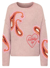 Pink Paisley Embroidered Knit Jumper