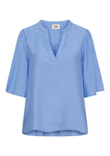 Spring Blue Relaxed V-Neck Top