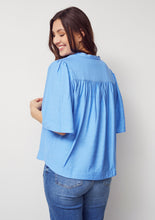 Spring Blue Relaxed V-Neck Top