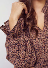 Floral Print Blouse with Smocked Cuffs