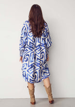 Blue Graphic Print Shirt Dress