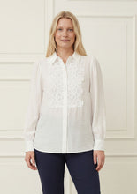 White Lace Detail Button-Up Blouse