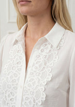 White Lace Detail Button-Up Blouse