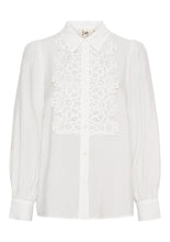 White Lace Detail Button-Up Blouse