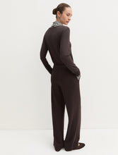 Chocolate Brown Wide-Leg Tailored Trousers