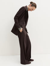 Chocolate Brown Wide-Leg Tailored Trousers