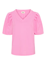 V-Neck Puff Sleeve Top - Pink