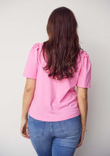 V-Neck Puff Sleeve Top - Pink
