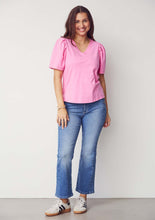 V-Neck Puff Sleeve Top - Pink