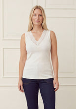 Lace Trim Ribbed Vest Top - White