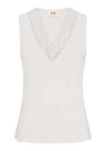 Lace Trim Ribbed Vest Top - White