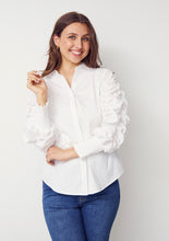 Ruched Sleeve White Shirt