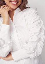 Ruched Sleeve White Shirt