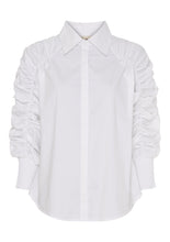 Ruched Sleeve White Shirt