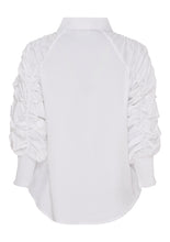 Ruched Sleeve White Shirt