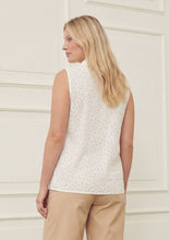 White Polka Dot Tie Neck Sleeveless Top