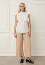 White Polka Dot Tie Neck Sleeveless Top