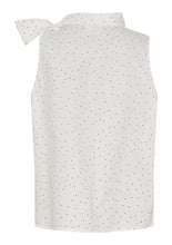 White Polka Dot Tie Neck Sleeveless Top